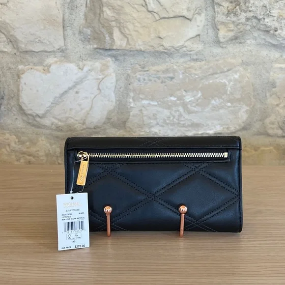 Michael Kors Serena quilted leather backpack handbag&wallet Black NWT